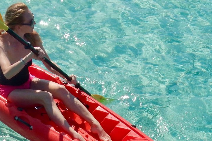 a person in a pool of water