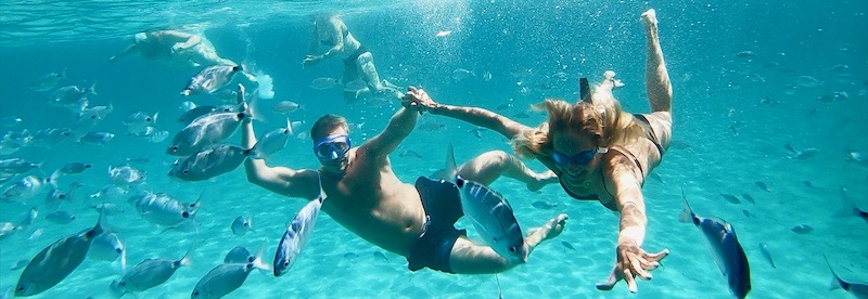 a person swimming in the water